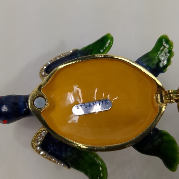 Green Turtle Fish Jewelry Trinket Box Decorative Collectible Sea Gift - Picture 7 of 8